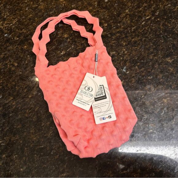 Scarleton Small Puffer Tote Bag Purse, Pink Knit, Magnetic Closure, NWT - Picture 2 of 11